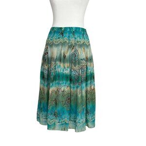 Talbots Pure Silk Tie-Dye Watercolor Floral Pleated Midi Skirt (10)